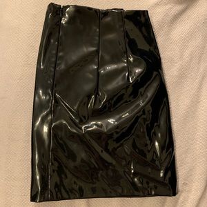 Black Pleather Glossy Miniskirt